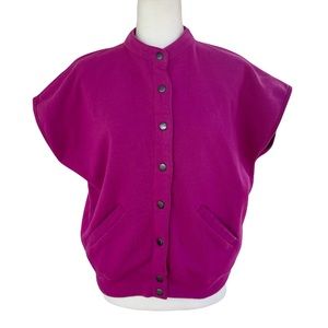 Vintage Jesse Fuchsia Sweatshirt Snap Front Short Sleeve